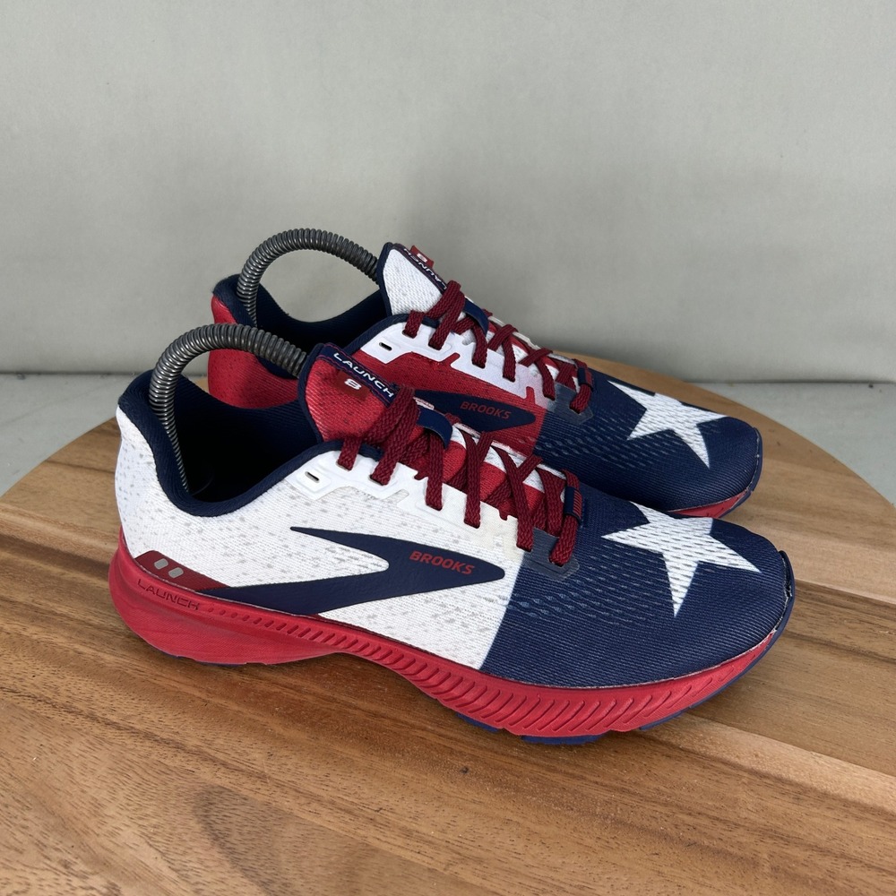 Brooks Launch 8 Lone Star Texas Flag Running Shoes Red White Blue Womens 7.5 B